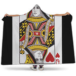 Queen Of Hearts Playing Card Print Hooded Blanket