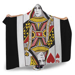 Queen Of Hearts Playing Card Print Hooded Blanket
