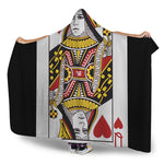 Queen Of Hearts Playing Card Print Hooded Blanket