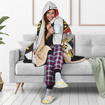 Queen Of Hearts Playing Card Print Hooded Blanket