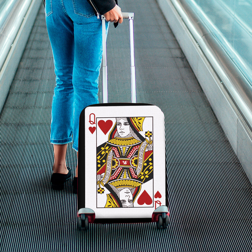 Queen Of Hearts Playing Card Print Luggage Cover