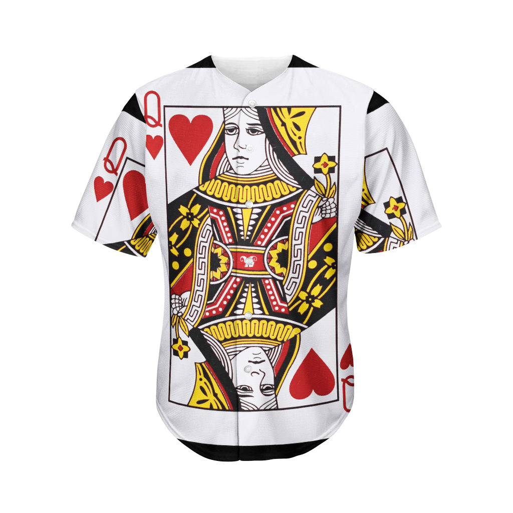 Queen Of Hearts Playing Card Print Men's Baseball Jersey