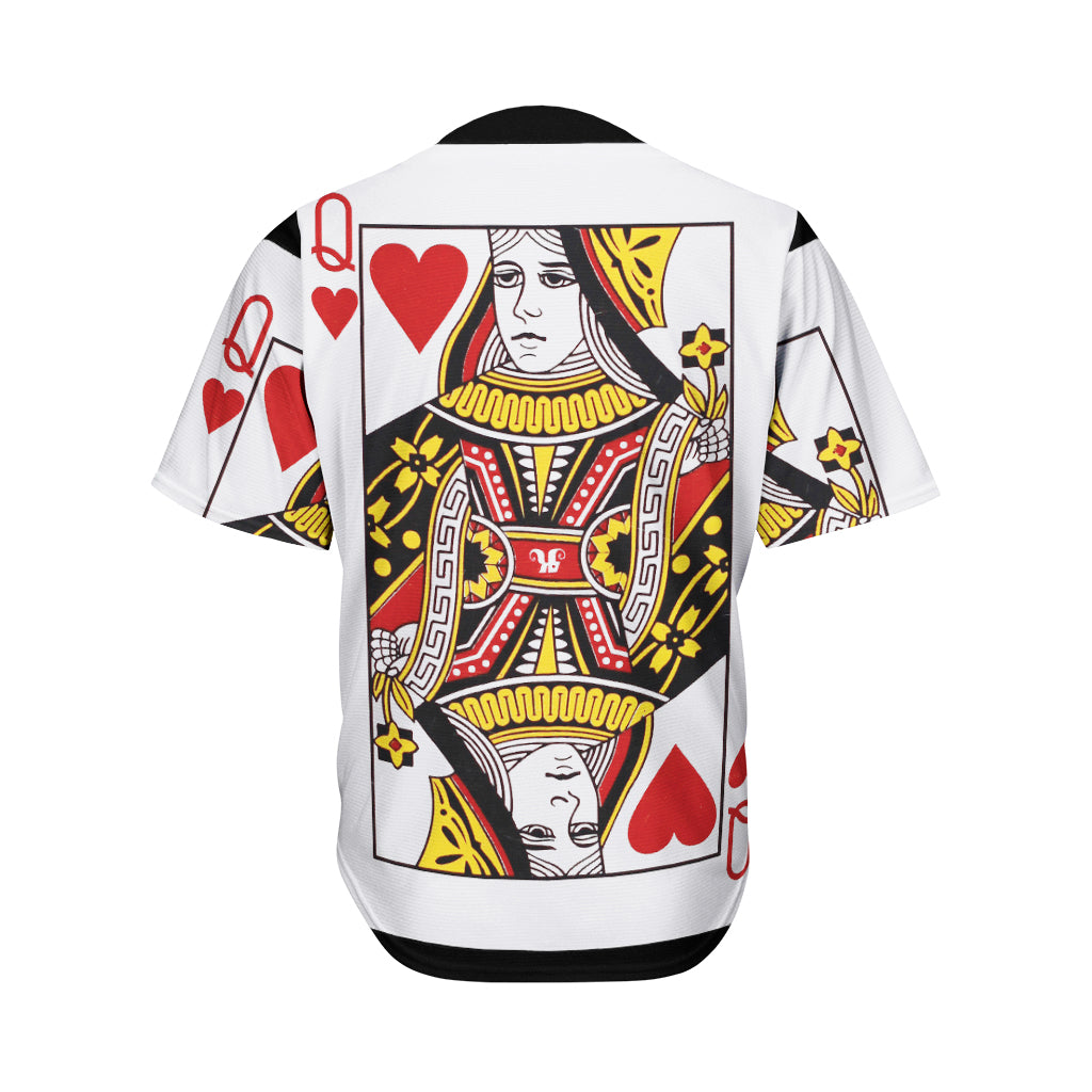 Queen Of Hearts Playing Card Print Men's Baseball Jersey