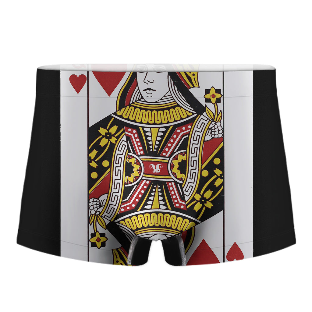 Queen Of Hearts Playing Card Print Men's Boxer Briefs