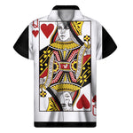 Queen Of Hearts Playing Card Print Men's Short Sleeve Shirt