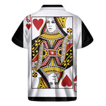 Queen Of Hearts Playing Card Print Men's Short Sleeve Shirt