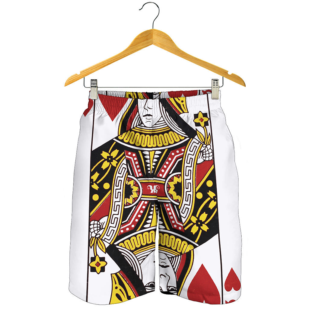 Queen Of Hearts Playing Card Print Men's Shorts