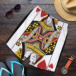 Queen Of Hearts Playing Card Print Men's Shorts