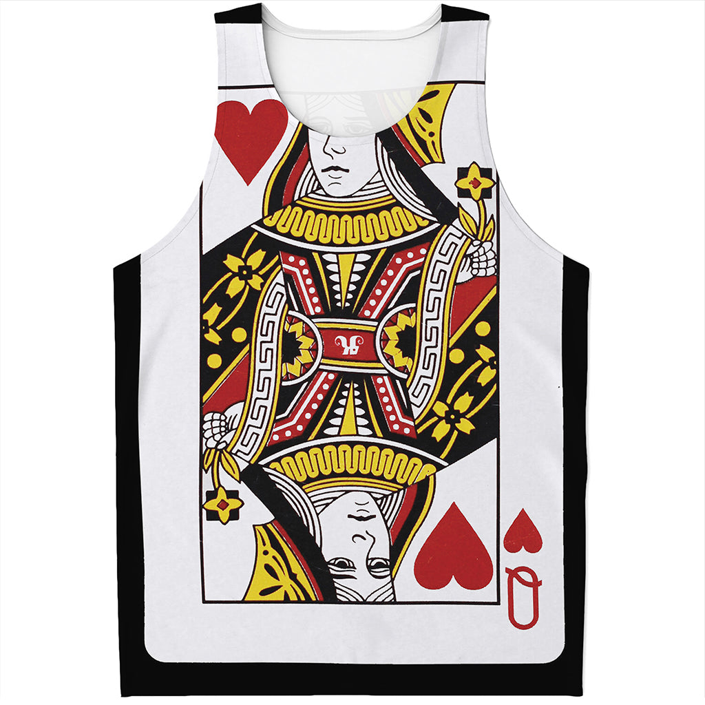 Queen Of Hearts Playing Card Print Men's Tank Top