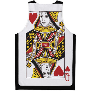 Queen Of Hearts Playing Card Print Men's Tank Top