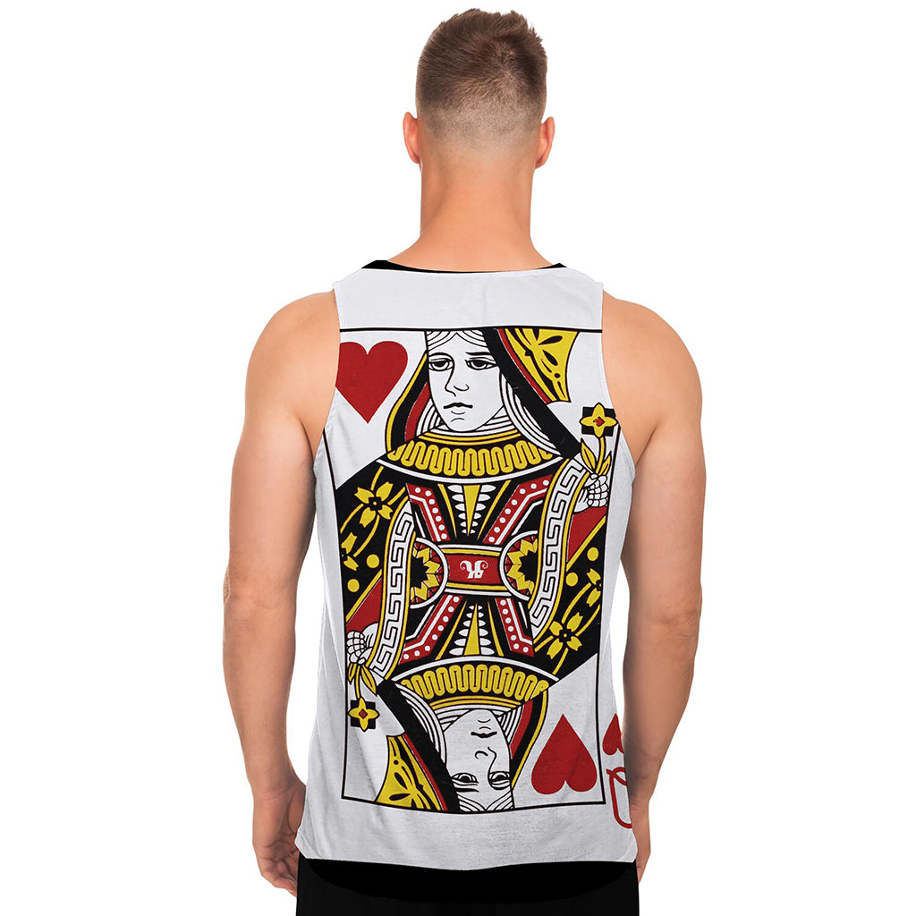 Queen Of Hearts Playing Card Print Men's Tank Top