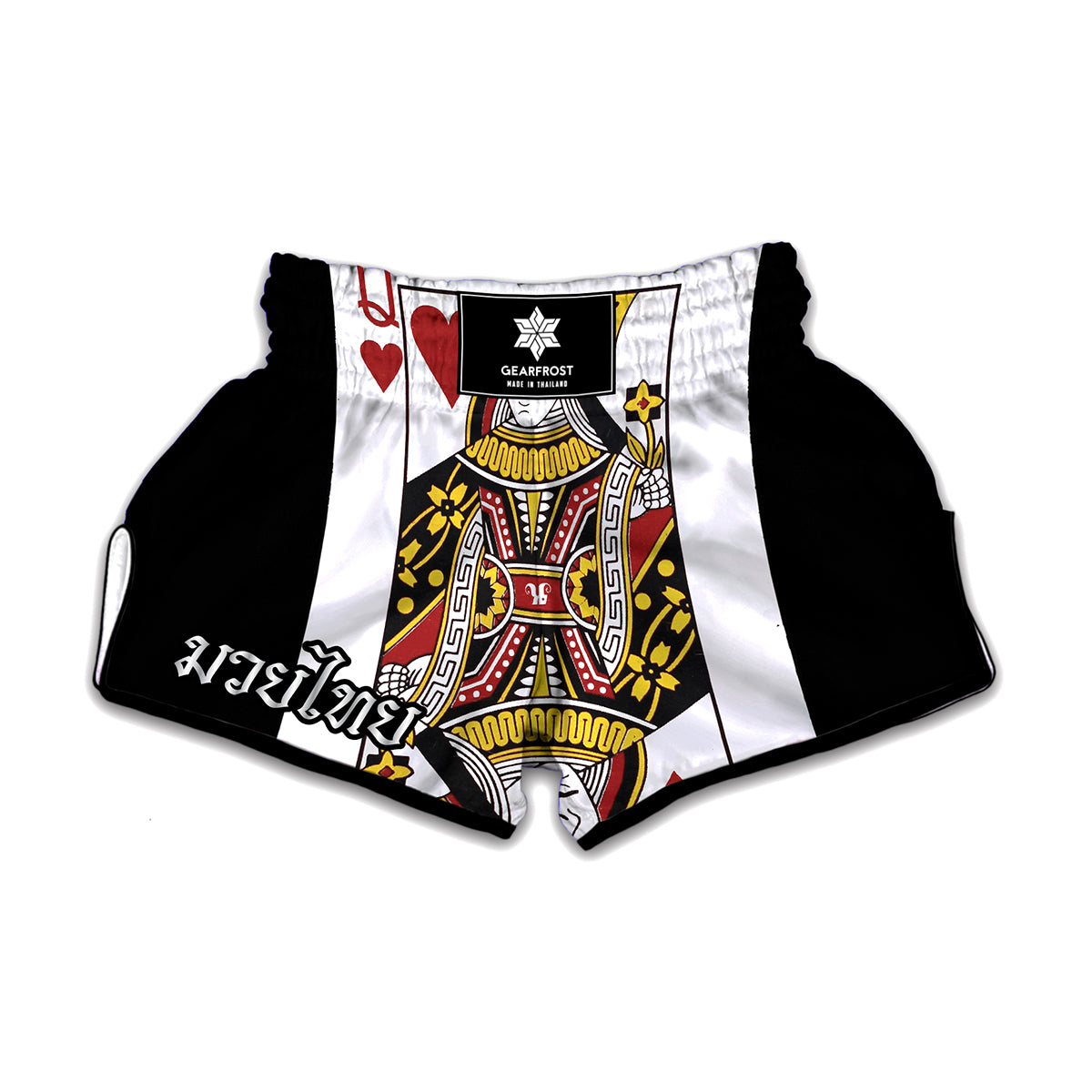 Queen Of Hearts Playing Card Print Muay Thai Boxing Shorts