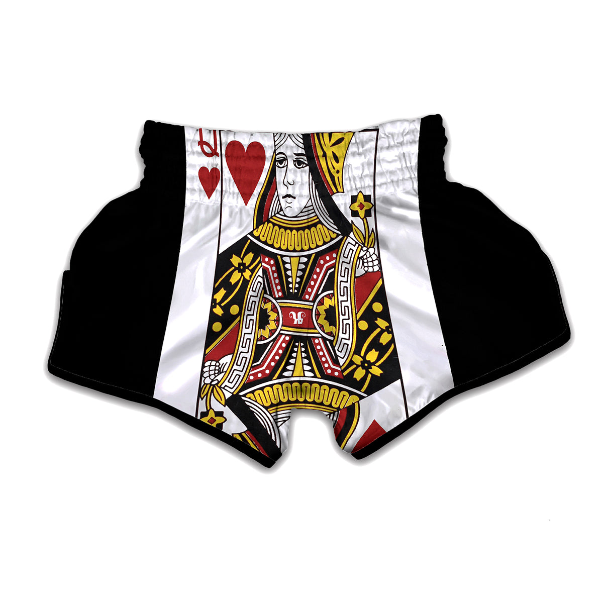 Queen Of Hearts Playing Card Print Muay Thai Boxing Shorts