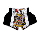 Queen Of Hearts Playing Card Print Muay Thai Boxing Shorts