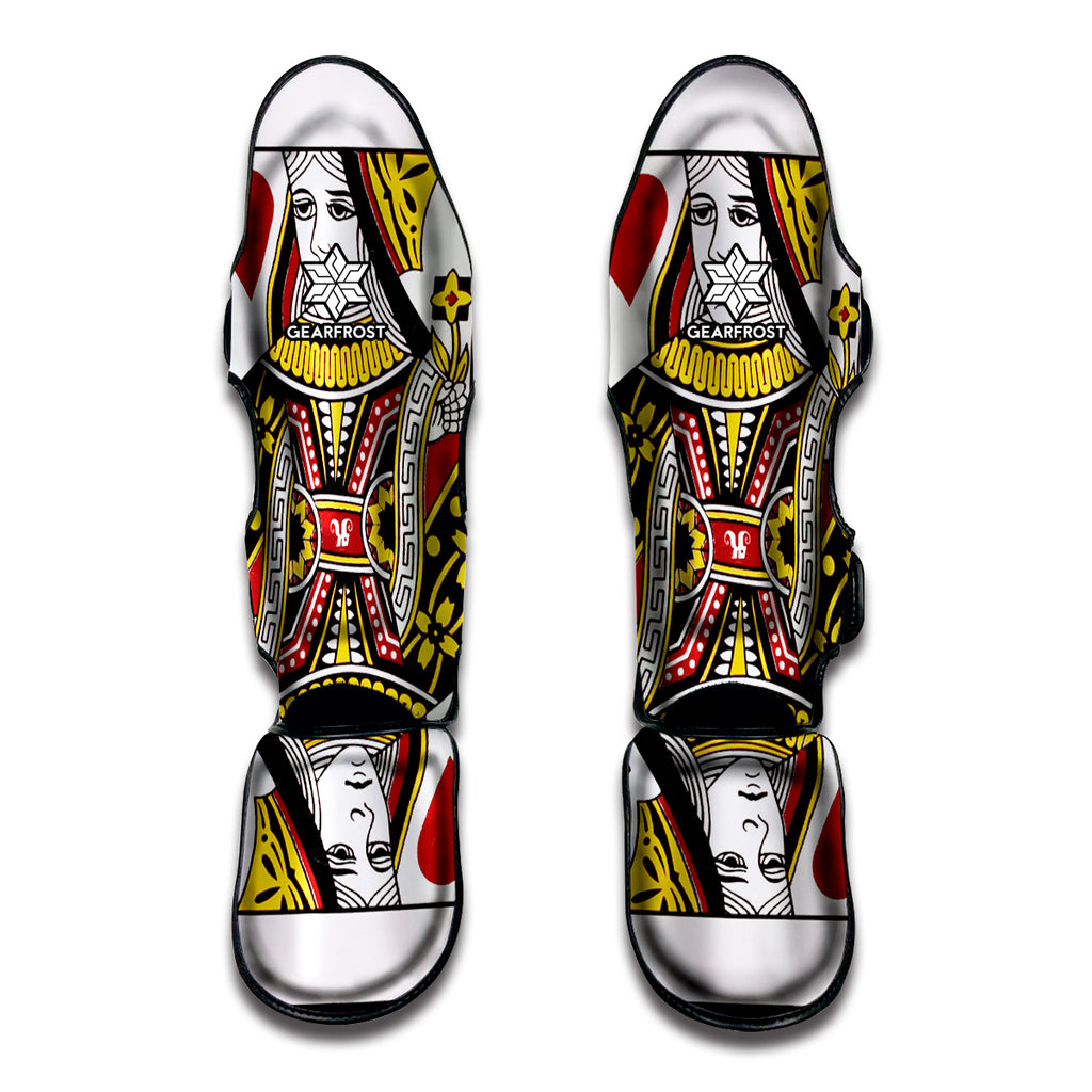 Queen Of Hearts Playing Card Print Muay Thai Shin Guard