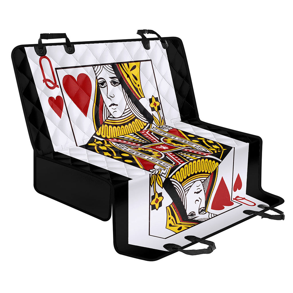 Queen Of Hearts Playing Card Print Pet Car Back Seat Cover
