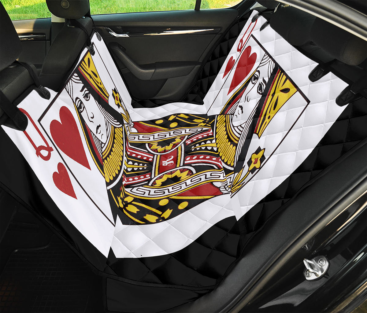 Queen Of Hearts Playing Card Print Pet Car Back Seat Cover