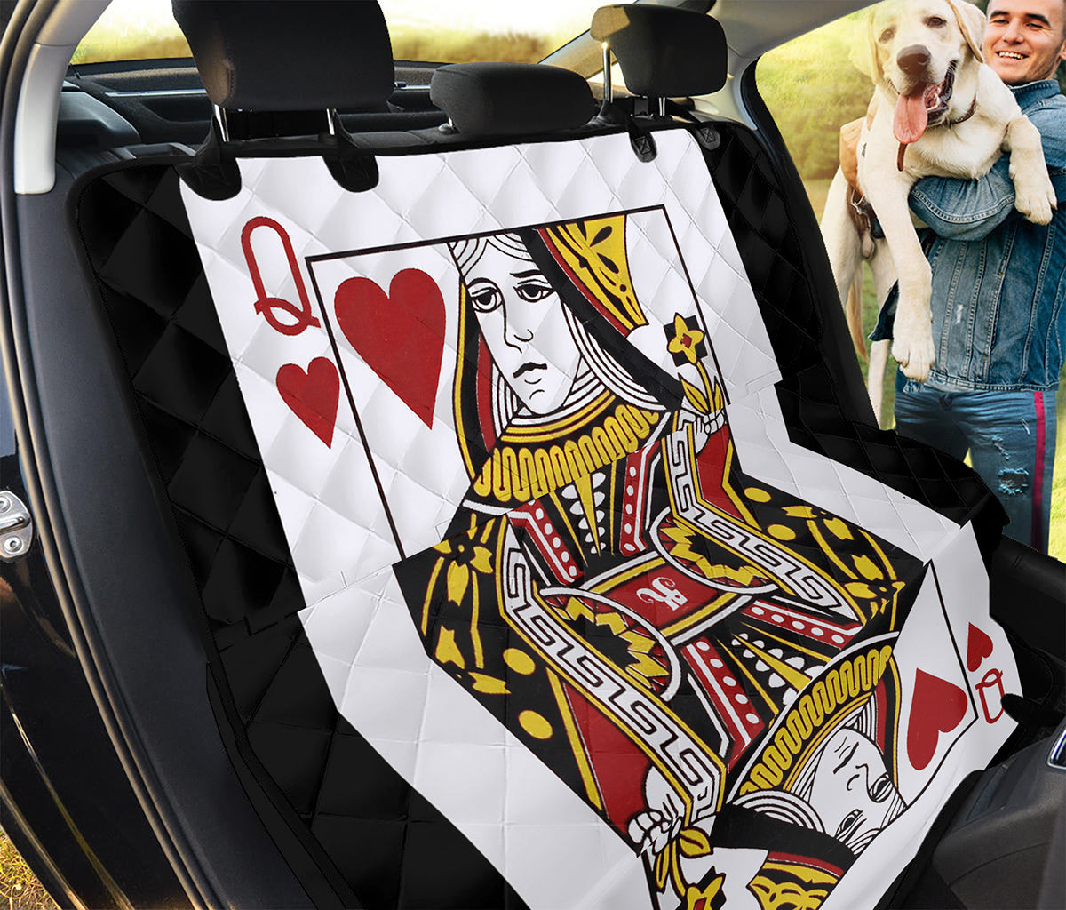 Queen Of Hearts Playing Card Print Pet Car Back Seat Cover