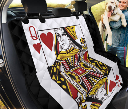 Queen Of Hearts Playing Card Print Pet Car Back Seat Cover