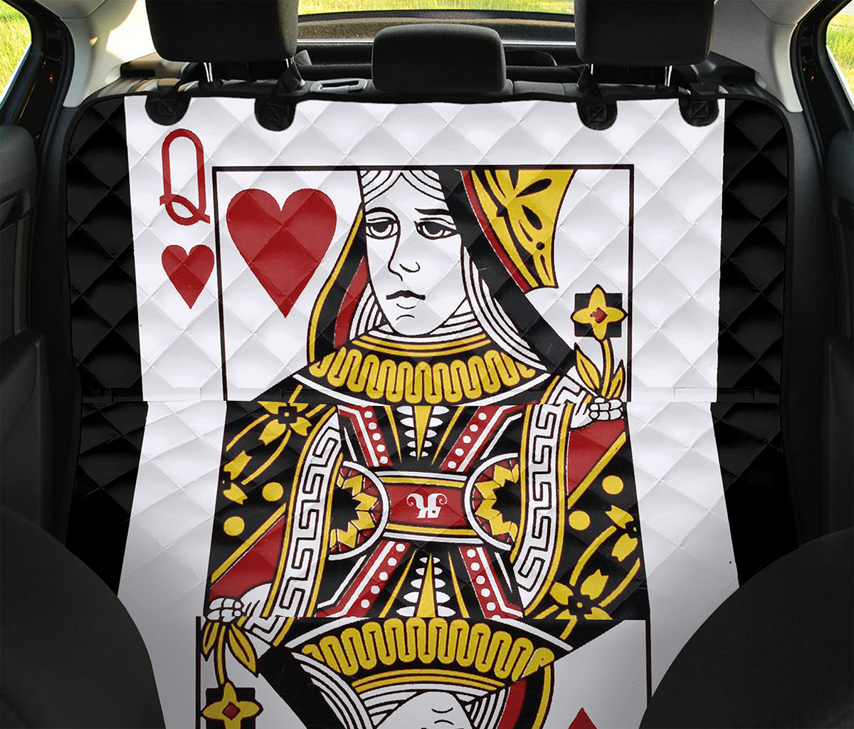 Queen Of Hearts Playing Card Print Pet Car Back Seat Cover
