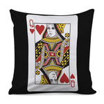 Queen Of Hearts Playing Card Print Pillow Cover