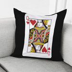 Queen Of Hearts Playing Card Print Pillow Cover