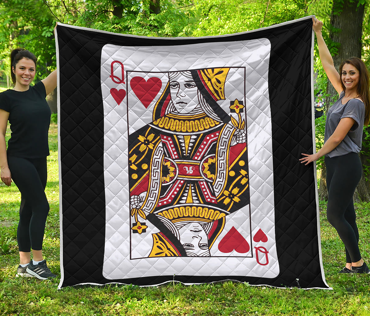 Queen Of Hearts Playing Card Print Quilt