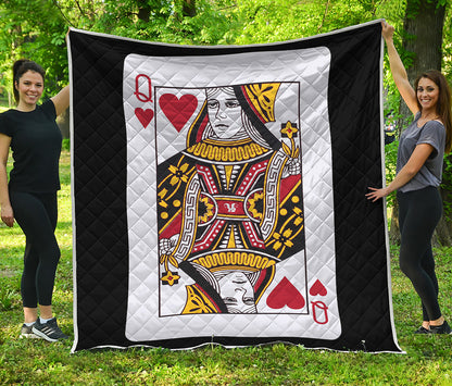 Queen Of Hearts Playing Card Print Quilt