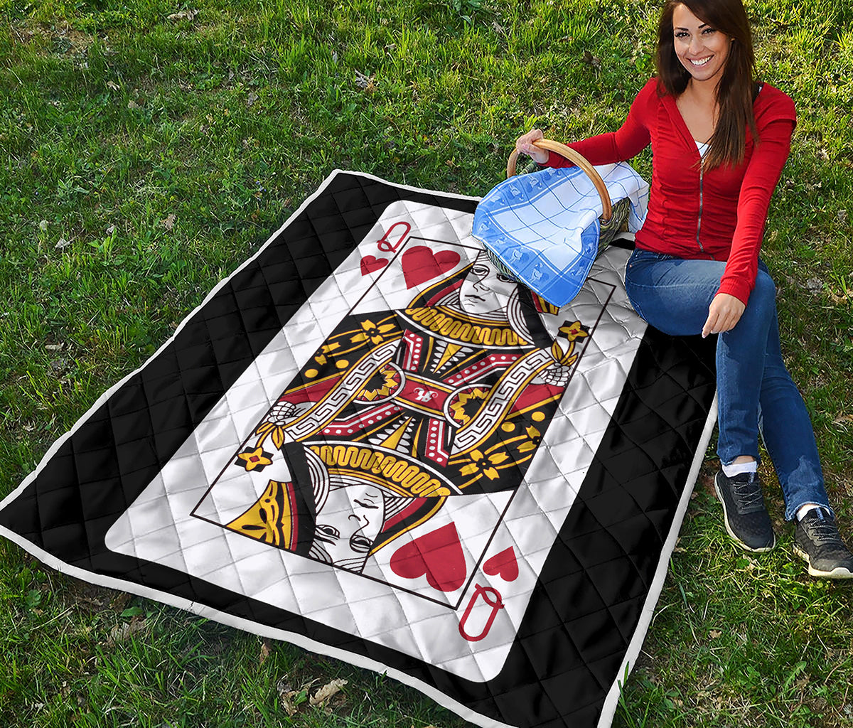 Queen Of Hearts Playing Card Print Quilt