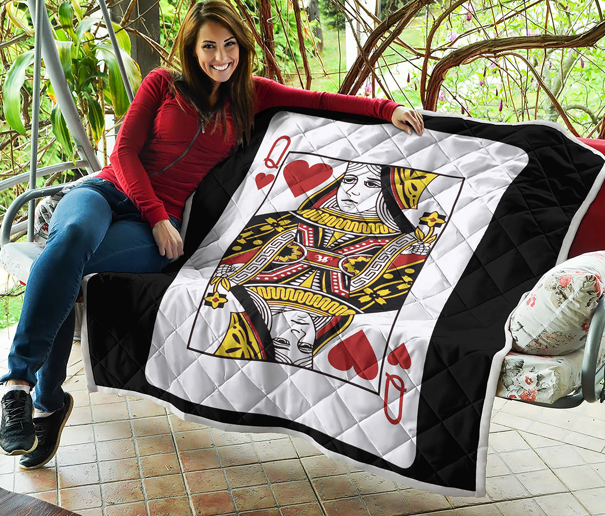 Queen Of Hearts Playing Card Print Quilt