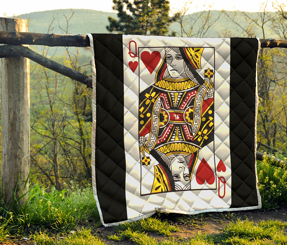 Queen Of Hearts Playing Card Print Quilt