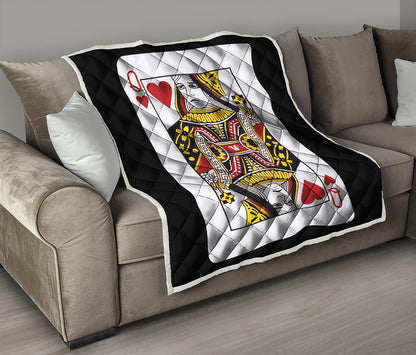 Queen Of Hearts Playing Card Print Quilt