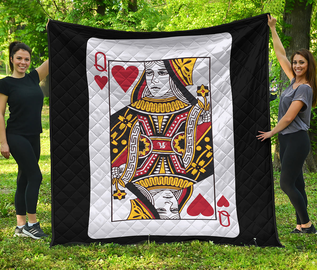 Queen Of Hearts Playing Card Print Quilt