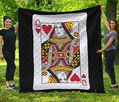 Queen Of Hearts Playing Card Print Quilt