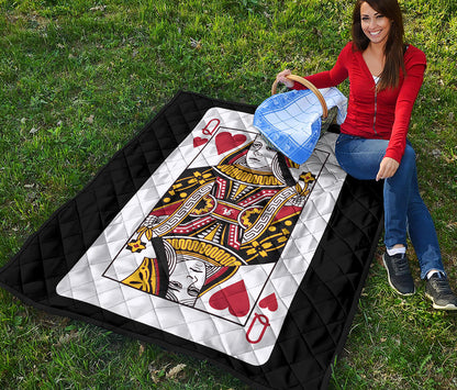 Queen Of Hearts Playing Card Print Quilt