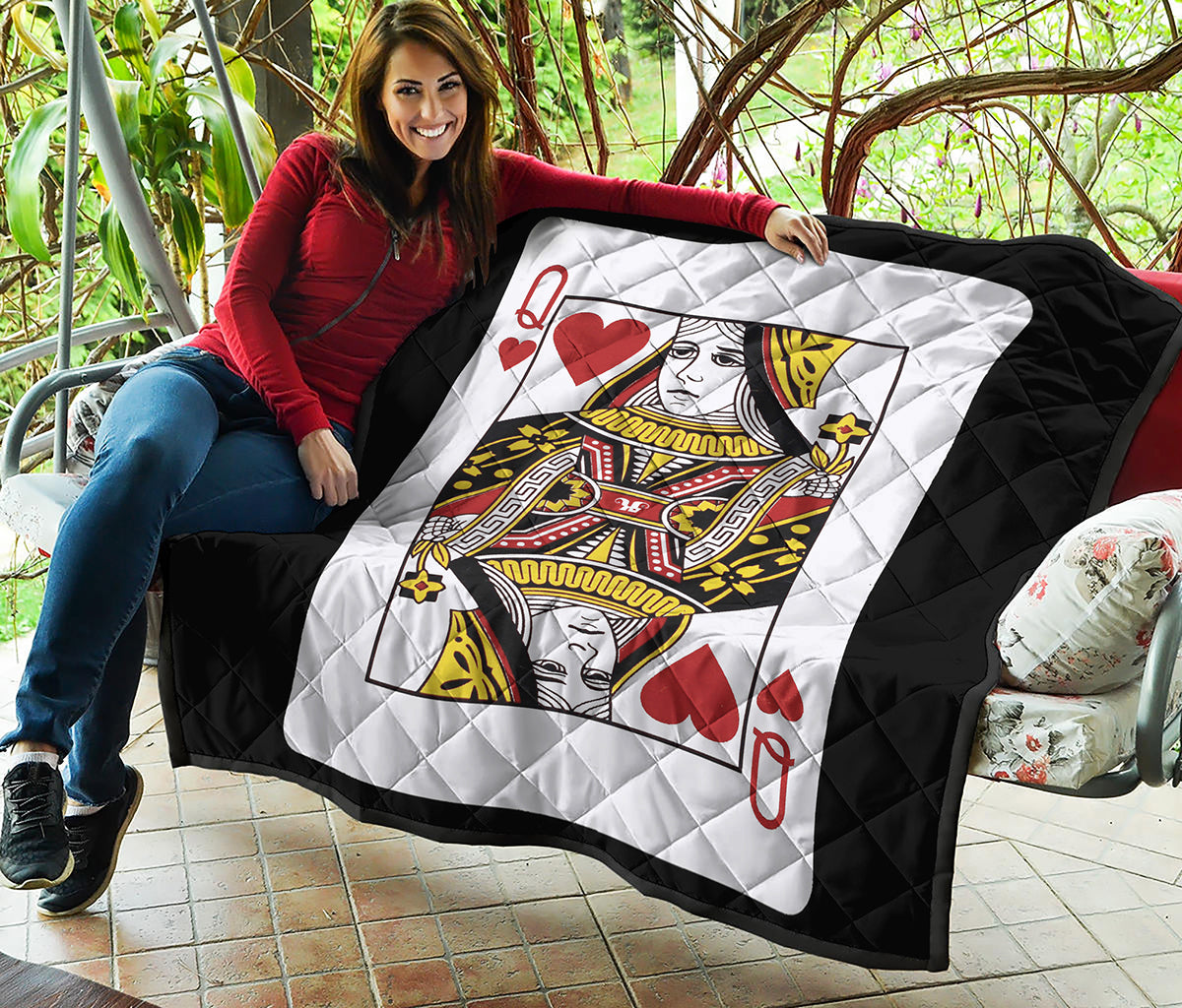 Queen Of Hearts Playing Card Print Quilt
