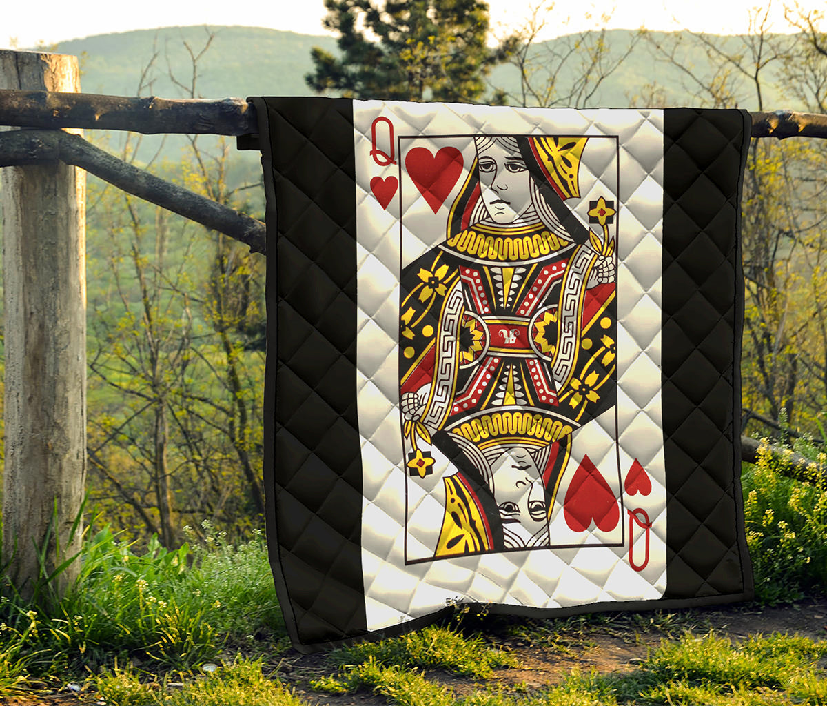 Queen Of Hearts Playing Card Print Quilt