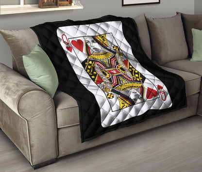 Queen Of Hearts Playing Card Print Quilt