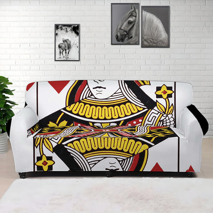 Queen Of Hearts Playing Card Print Sofa Cover