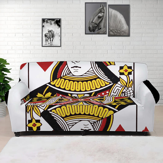 Queen Of Hearts Playing Card Print Sofa Cover
