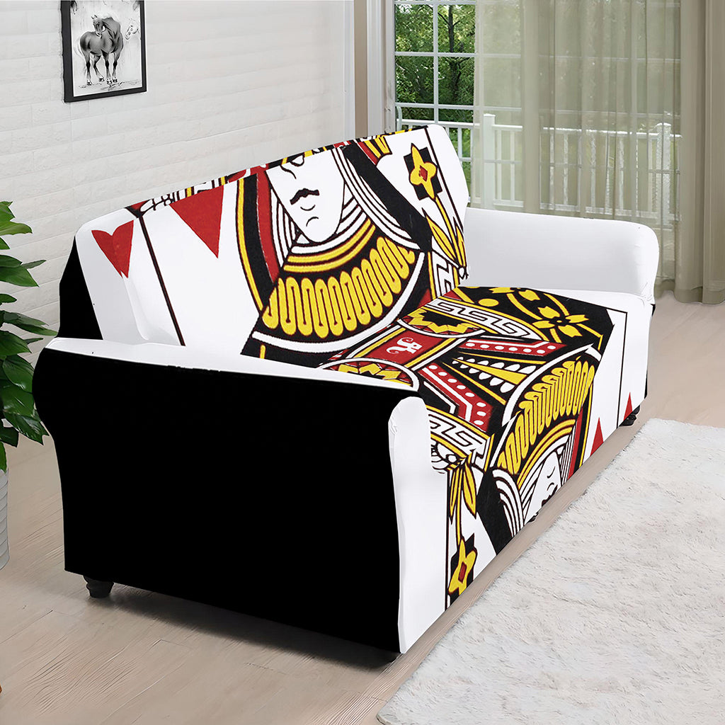 Queen Of Hearts Playing Card Print Sofa Cover