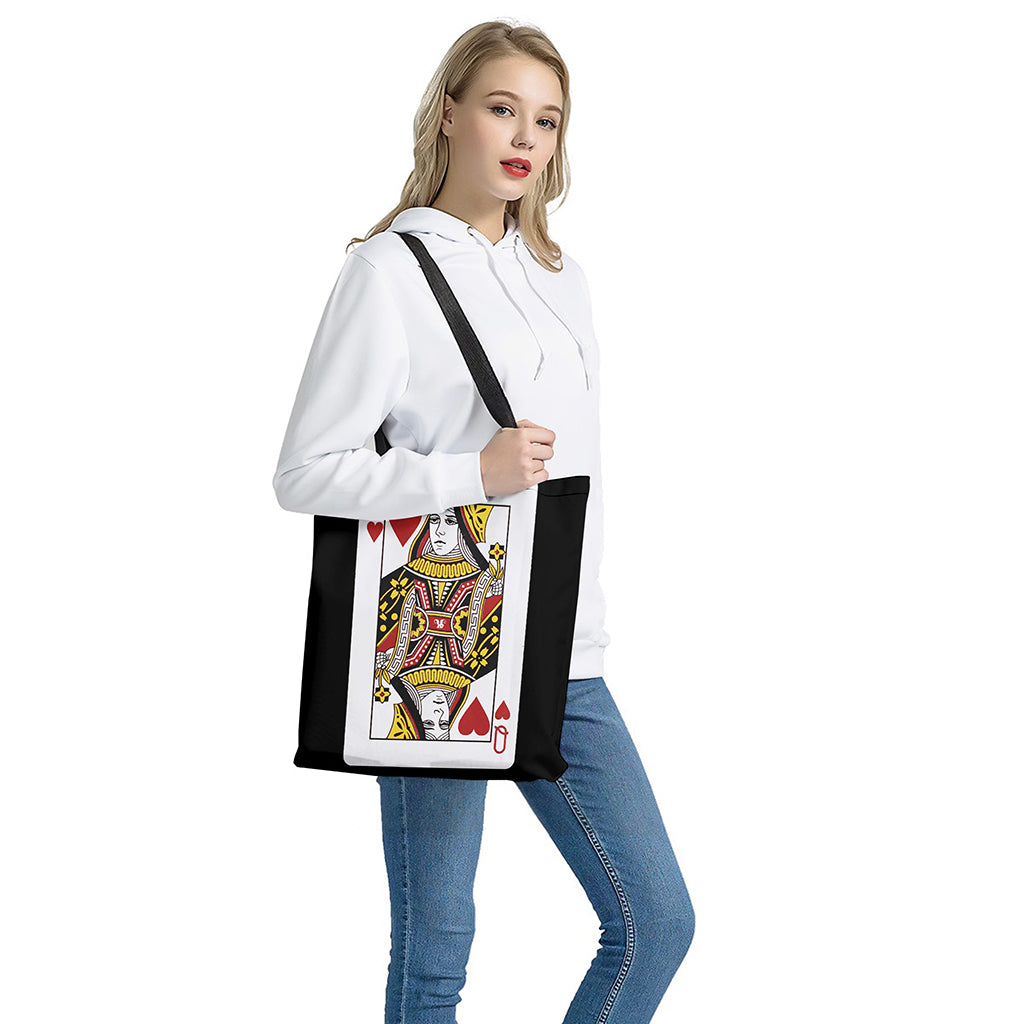 Queen Of Hearts Playing Card Print Tote Bag