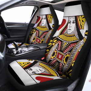 Queen Of Hearts Playing Card Print Universal Fit Car Seat Covers