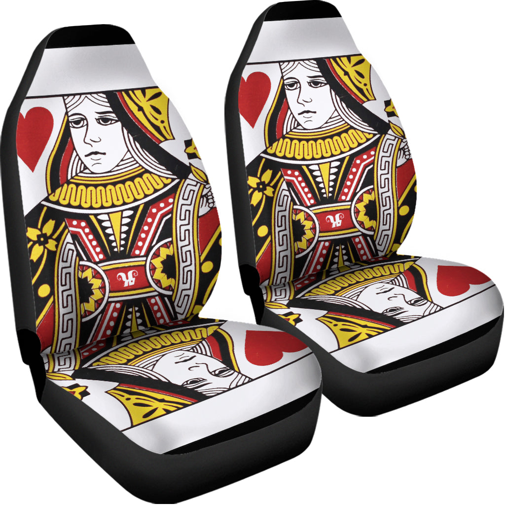 Queen Of Hearts Playing Card Print Universal Fit Car Seat Covers