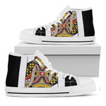 Queen Of Hearts Playing Card Print White High Top Shoes