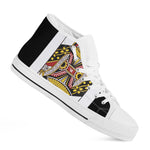 Queen Of Hearts Playing Card Print White High Top Shoes