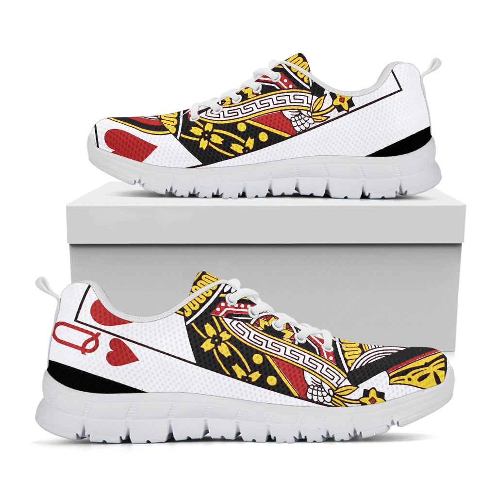 Queen Of Hearts Playing Card Print White Sneakers