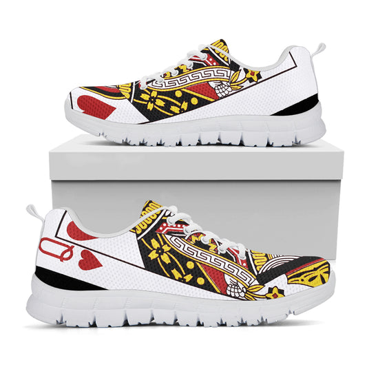 Queen Of Hearts Playing Card Print White Sneakers