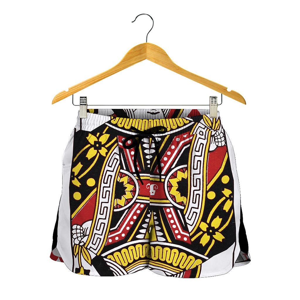 Queen Of Hearts Playing Card Print Women's Shorts