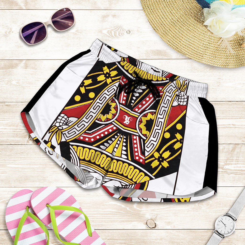 Queen Of Hearts Playing Card Print Women's Shorts